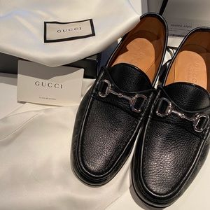 Gucci Black Leather Unisex Iconic Loafers